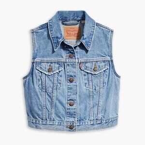 Levi's Blue Denim Vest with Button Front
